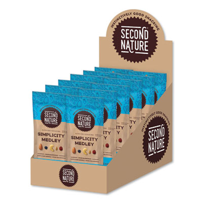 Second Nature Simplicity Medley Trail Mix, 2.25 oz Bag, 12 Bags/Box (KAR01171)