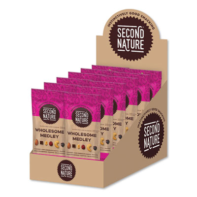 Second Nature WHOLESOME MEDLEY ASSORTED TRAIL MIX, 2.25 OZ BAG, 12 BAGS/BOX (2139510)