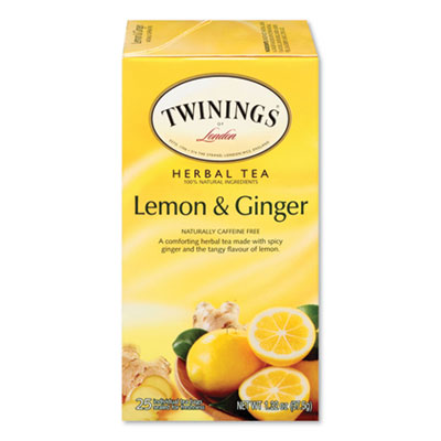 TWININGS TEA BAGS, LEMON AND GINGER, 1.32 OZ TEA BAG, 25 TEA BAGS/BOX (2798343)