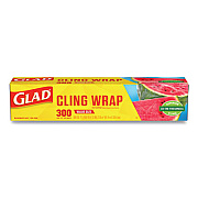 Glad Cling Wrap Plastic Wrap, 300 Square Foot Roll, Clear, 12/carton (00022)