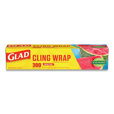 Glad Cling Wrap Plastic Wrap, 300 Square Foot Roll, Clear (00022EA)