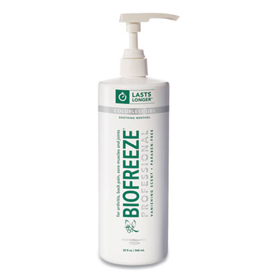 BIOFREEZE FAST ACTING MENTHOL PAIN RELIEF TOPICAL ANALGESIC, COLORLESS GEL, 32 OZ PUMP BOTTLE (420411)