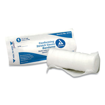 dynarex CONFORMING STRETCH GAUZE BANDAGE, 3" X 4.1 YD ROLL (506311)