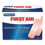 First Aid Only Adhesive Plastic Bandages, 1 x 3, 100/Box (90097)