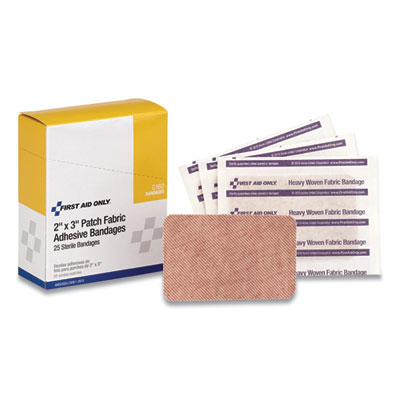 First Aid Only HEAVY WOVEN ADHESIVE BANDAGES, STRIP, 2" X 3", 25/BOX (909853)