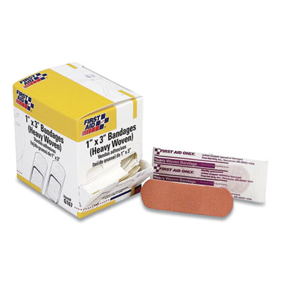 First Aid Only HEAVY WOVEN ADHESIVE BANDAGES, STRIP, 1" X 3", 50/BOX (65002)