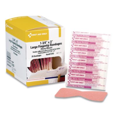 First Aid Only HEAVY WOVEN ADHESIVE BANDAGES, FINGERTIP, 1.75" X 3", 25/BOX (71353)