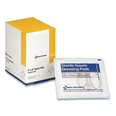 First Aid Only STERILE GAUZE PADS, 4 X 4, 50/BOX (71730)