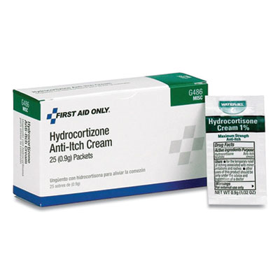 First Aid Only Hydrocortisone Anti-Itch Cream, 0.03 oz Packet, 25/Box (G486)