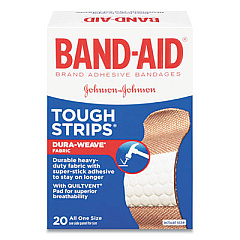BAND-AID FLEXIBLE FABRIC ADHESIVE TOUGH STRIP BANDAGES, 1" X 3.25", 20/BOX (2675662)