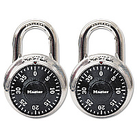 Master Lock Combination Lock, Stainless Steel, 1.87" Wide, Silver/Black, 2/Pack (1500T)