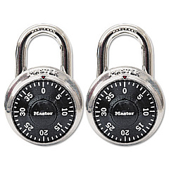 Master Lock Combination Lock, Stainless Steel, 1.87" Wide, Silver/Black, 2/Pack (1500T)