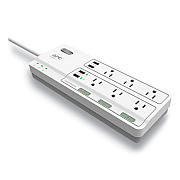 APC Home Office SurgeArrest Power Surge Protector, 6 AC Outlets, 4 USB Ports, 6 ft Cord, 2160 J, White (PH6U4X32W)