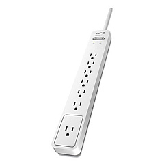 APC ESSENTIAL SURGEARREST SURGE PROTECTOR, 7 AC OUTLETS, 6 FT CORD, 1440 J, WHITE/GRAY (24394811)