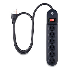 GE HEAVY DUTY SIX OUTLET POWER STRIP, 3 FT CORD, BLACK (452816)