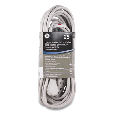 GE THREE OUTLET POWER STRIP, 25 FT CORD, GRAY (517591)