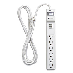 NXT Technologies Surge Protector, 6 AC Outlets, 2 USB Ports, 6 ft Cord, 900 J, White (24324339)