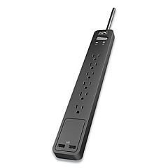 APC ESSENTIAL SURGEARREST SURGE PROTECTOR, 6 AC OUTLETS, 2 USB PORTS, 6 FT CORD, 1080 J, BLACK (2716164)
