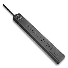APC ESSENTIAL SURGEARREST SURGE PROTECTOR, 7 AC OUTLETS, 6 FT CORD, 1440 J, BLACK (2716185)