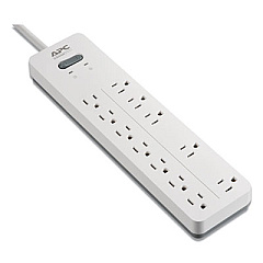 APC HOME OFFICE SURGEARREST POWER SURGE PROTECTOR, 12 AC OUTLETS, 6 FT CORD, 2160 J, WHITE (24380483)
