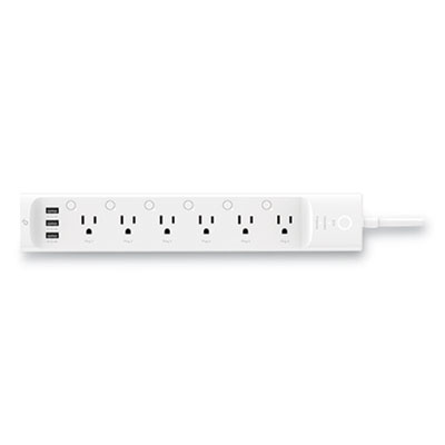 TP-Link KASA SMART WI-FI POWER STRIP, 6 AC OUTLETS, 3 USB PORTS, 6 FT CORD, 540 JOULES, WHITE (24360014)