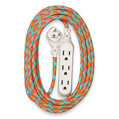 360 Electrical Habitat Accent Collection Braided AC Extension Cord, 8 ft, 13 A, Poppy Fields (360422)