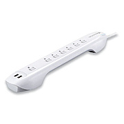 360 Electrical Idealist 2.4 Surge Strip, 7 AC Outlets, 2 USB Ports, 6 ft Cord, 1530 J, White (3603215CA4ES)