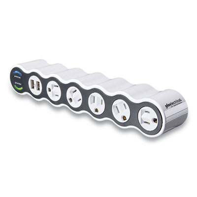 360 Electrical POWERCURVE 2.1 SURGE PROTECTOR, 5 AC OUTLETS, 2 USB PORTS, 4 FT CORD, 2160 J, WHITE/BLACK (2481424)