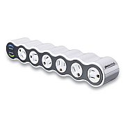 360 Electrical PowerCurve Surge Protector, 6 AC Outlets, 4 ft Cord, 1080 J, White/Black (36051)