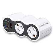 360 Electrical PowerCurve Mini 2.1 Surge Protector, 2 AC Outlets, 2 USB Ports, 306 J, White/Black (36053)