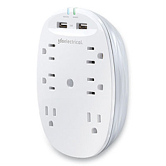 360 Electrical STUDIO 3.4 SURGE PROTECTOR WITH USB, 6 AC OUTLETS, 2 USB PORTS, 900 J, WHITE/PEARL (24285923)
