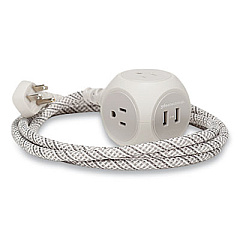360 Electrical HABITAT PREMIUM EXTENSION CORD + USB, 6 FT BRAIDED CORD, 13 A, FRENCH GRAY (24300805)
