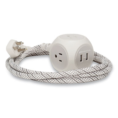 360 Electrical HABITAT PREMIUM EXTENSION CORD + USB, 6 FT BRAIDED CORD, 13 A, FRENCH GRAY (24300805)