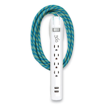 360 Electrical Habitat 4-Outlet Surge Protector Plus USB, 6 ft Cord, Mint Julep (360563MJ)