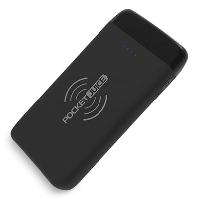 Tzumi POCKETJUICE WIRELESS PORTABLE CHARGER, 12,000 MAH, QI WIRELESS CHARGING, BLACK (2846527)