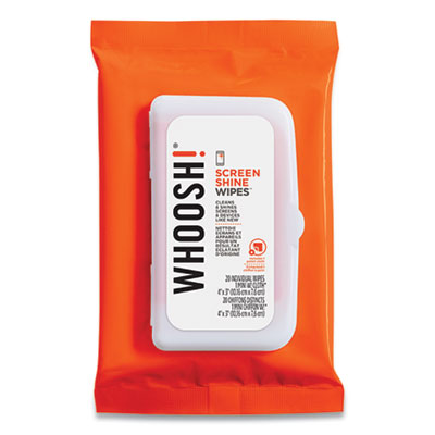 Whoosh! SCREEN SHINE WIPES, INCLUDES 4 X 3 MICROFIBER CLOTH, 20/PACK (24308770)