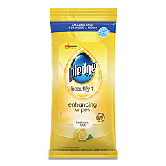 Pledge Lemon Scent Wet Wipes, Cloth, 7 X 10, White, 24/pack, 12 Packs/carton (319250CT)