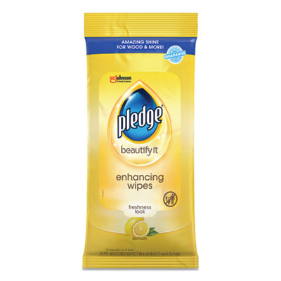 Pledge Lemon Scent Wet Wipes, Cloth, 7 X 10, White, 24/pack, 12 Packs/carton (319250CT)