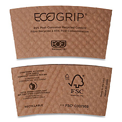 Eco-Products EcoGrip Hot Cup Sleeves - Renewable and Compostable, Fits 12, 16, 20, 24 oz Cups, Kraft, 1,300/Carton (EG2000)