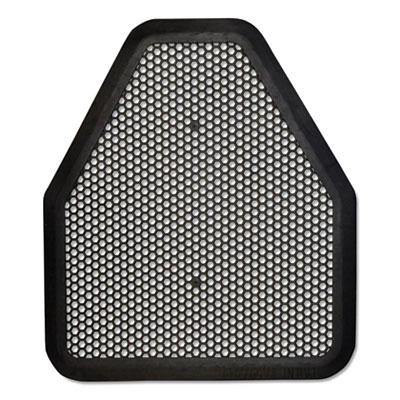 TOLCO Urinal Mat, Shield-Shaped, Black Non-Slip Perforated Surface, 20.75" x 18.5", 6/Carton (220206)