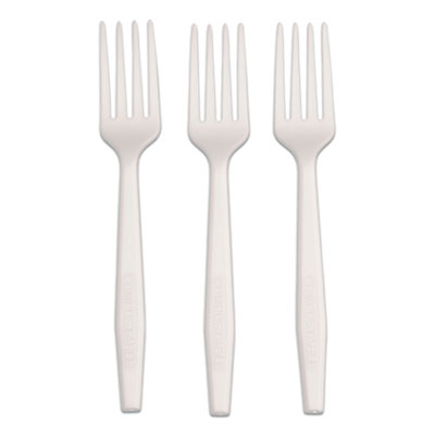 AmerCareRoyal CPLA Cutlery, Heavyweight Fork, Plastic, White, 1,000/Carton (L1801W)