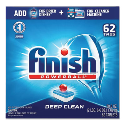 FINISH Powerball Dishwasher Tabs, Fresh Scent, 62/Box, 4 Boxes/Carton (20623CT)