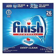 FINISH Powerball Dishwasher Tabs, Fresh Scent, 26/Box, 8 Boxes/Carton (20621CT)