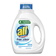 All Ultra Free Clear Liquid Detergent, Unscented, 36 oz Bottle (73943EA)
