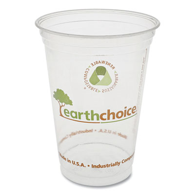 Pactiv Evergreen EarthChoice Compostable Cold Cups, 20 oz, Clear/Printed, 600/Carton (YPLA21CEC)