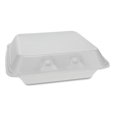 Pactiv Evergreen SmartLock Foam Hinged Containers, Small, 7.5 x 8 x 2.63, White, 150/Carton (YHLW0701CT)