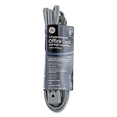 GE THREE OUTLET POWER STRIP, 8 FT CORD, GRAY (451246)