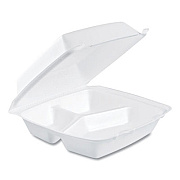 Dart Foam Hinged Lid Containers, 3 Compartments, 8.38 x 7.78 x 3.25, 200/Carton (85HT3R)
