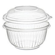 Dart PresentaBowls Bowl/Lid Combo-Paks, Dome Lid, 16 oz, Clear, Plastic, 63/Pack, 4 Packs/Carton (C16BCD)