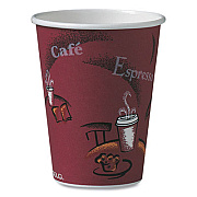 SOLO Paper Hot Drink Cups in Bistro Design, 12 oz, Maroon, 50/Bag, 20 Bags/Carton (412SIN)